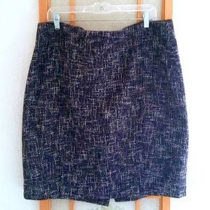 Michael Kors Tweed Pencil Skirt Size 16 Blue Slit